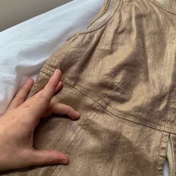 Chanel Cropped Tank Top Gold Linen/Silk Small - Picture 10 of 13